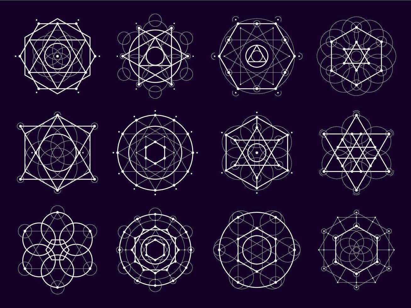 Sacred geometric shapes. Mystery and magic symbols vector