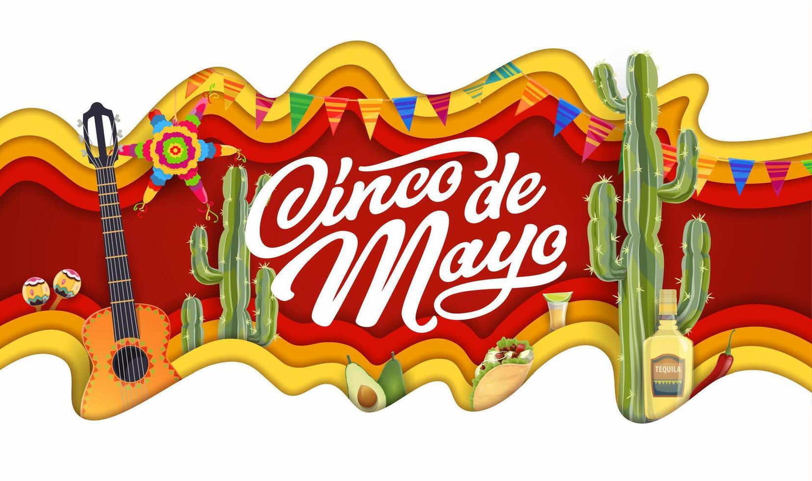 cinco Delaware mayonesa mexicano fiesta papel cortar bandera vector