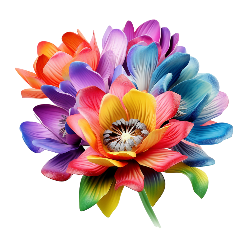 AI generated Colorful flower isolated on transparent background png