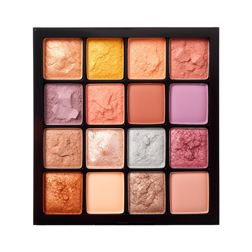 AI generated Eye shadow palette in vibrant colors isolated on transparent background png