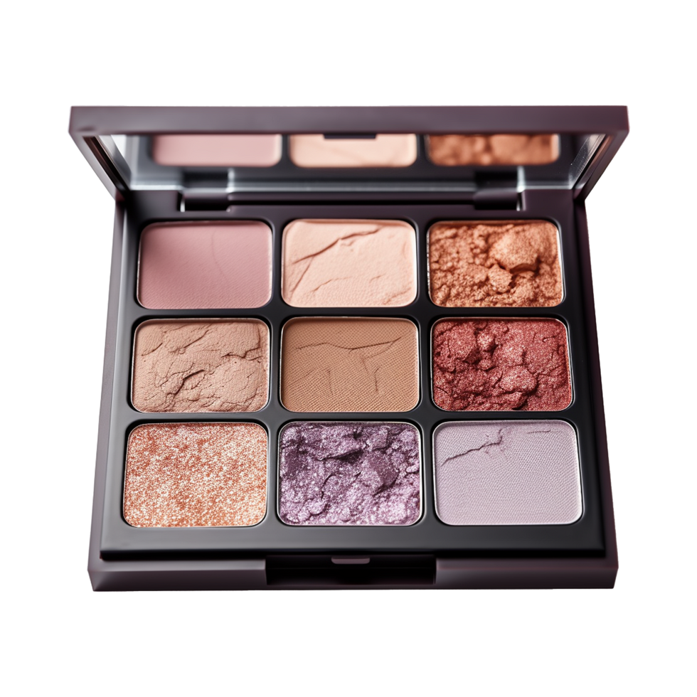 AI generated Eye shadow palette in vibrant colors isolated on transparent background png
