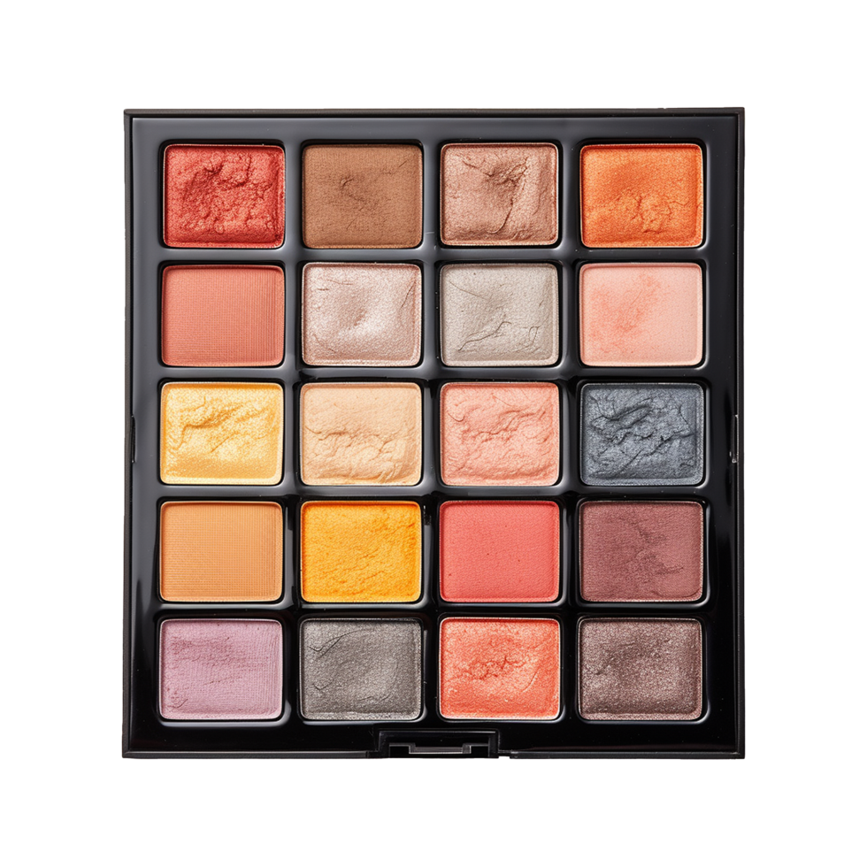 AI generated Eye shadow palette in vibrant colors isolated on transparent background png