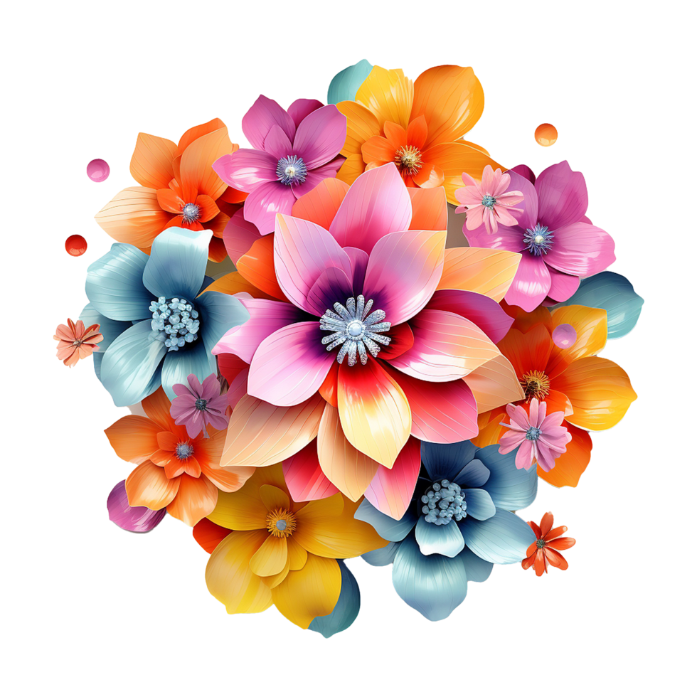 AI generated Colorful flower isolated on transparent background png