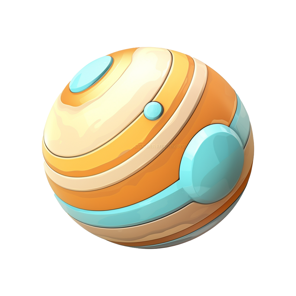 AI generated Fictional 3d cartoon planets isolated on transparent background png