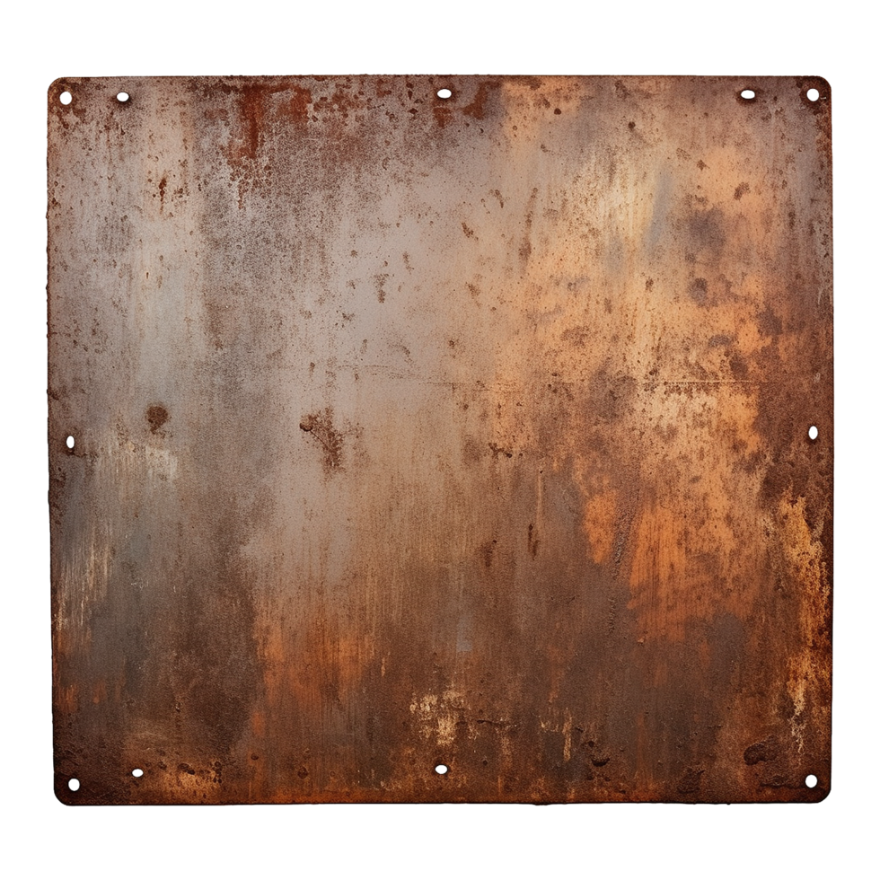 AI generated Rusty metal plate isolated on transparent background png