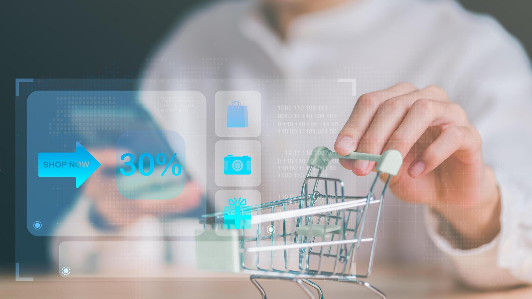 Online shopping concept, e-business, e-commerce, product booking and ordering ,Payment via online bank ,Using credit cards to pay product bills ,convenience ,online stores and shop on the internet photo