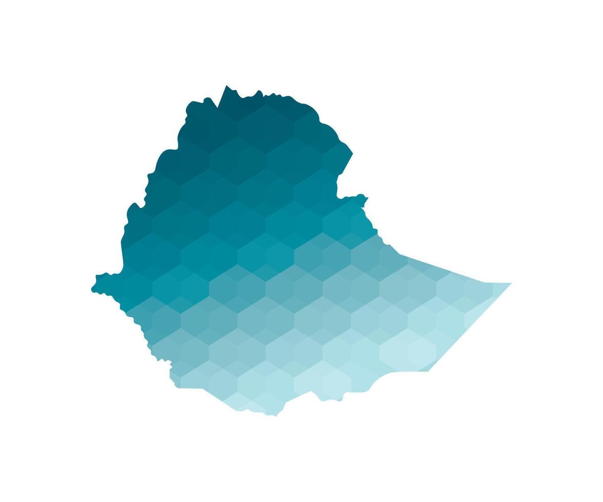 Vector isolated illustration icon with simplified blue silhouette of Ethiopia map. Polygonal geometric style. White background.