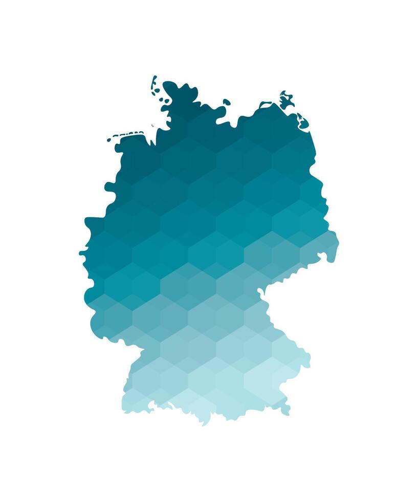 Vector isolated illustration icon with simplified blue silhouette of Germany map. Polygonal geometric style. White background.