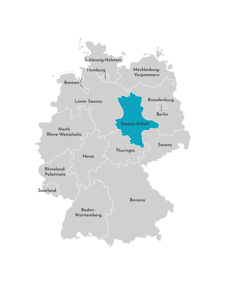 vector aislado ilustración de simplificado administrativo mapa de Alemania. azul silueta de sajonia-anhalt estado. gris siluetas blanco contorno