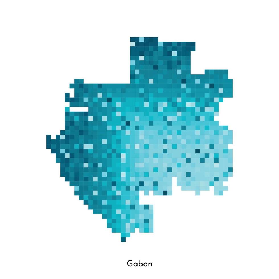 vector aislado geométrico ilustración con simplificado glacial azul silueta de Gabón, gabonés república mapa. píxel Arte estilo para nft modelo. punteado logo con degradado textura en blanco antecedentes