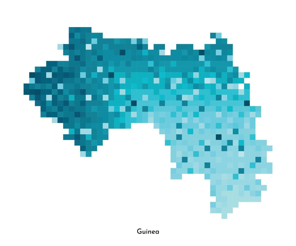 vector aislado geométrico ilustración con simplificado glacial azul silueta de Guinea mapa. píxel Arte estilo para nft modelo. punteado logo con degradado textura para diseño en blanco antecedentes