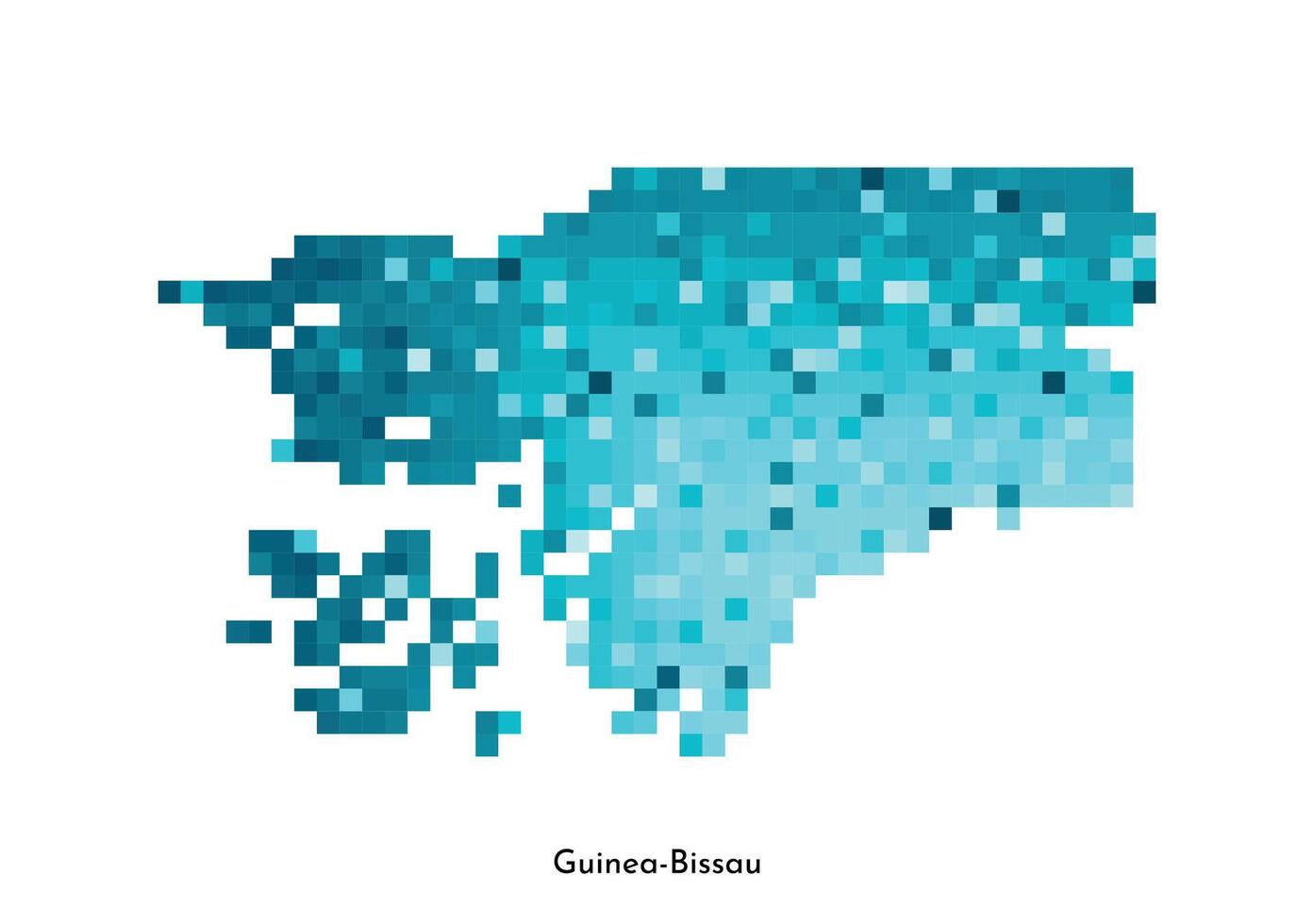 vector aislado geométrico ilustración con simplificado glacial azul silueta de guinea-bissau mapa. píxel Arte estilo para nft modelo. punteado logo con degradado textura para diseño en blanco antecedentes