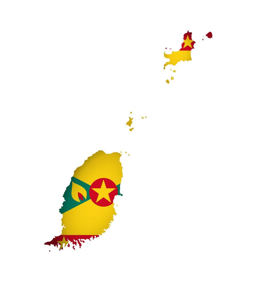 vector aislado concepto con granadino nacional bandera con forma de Granada mapa. volumen sombra en el mapa. blanco antecedentes.