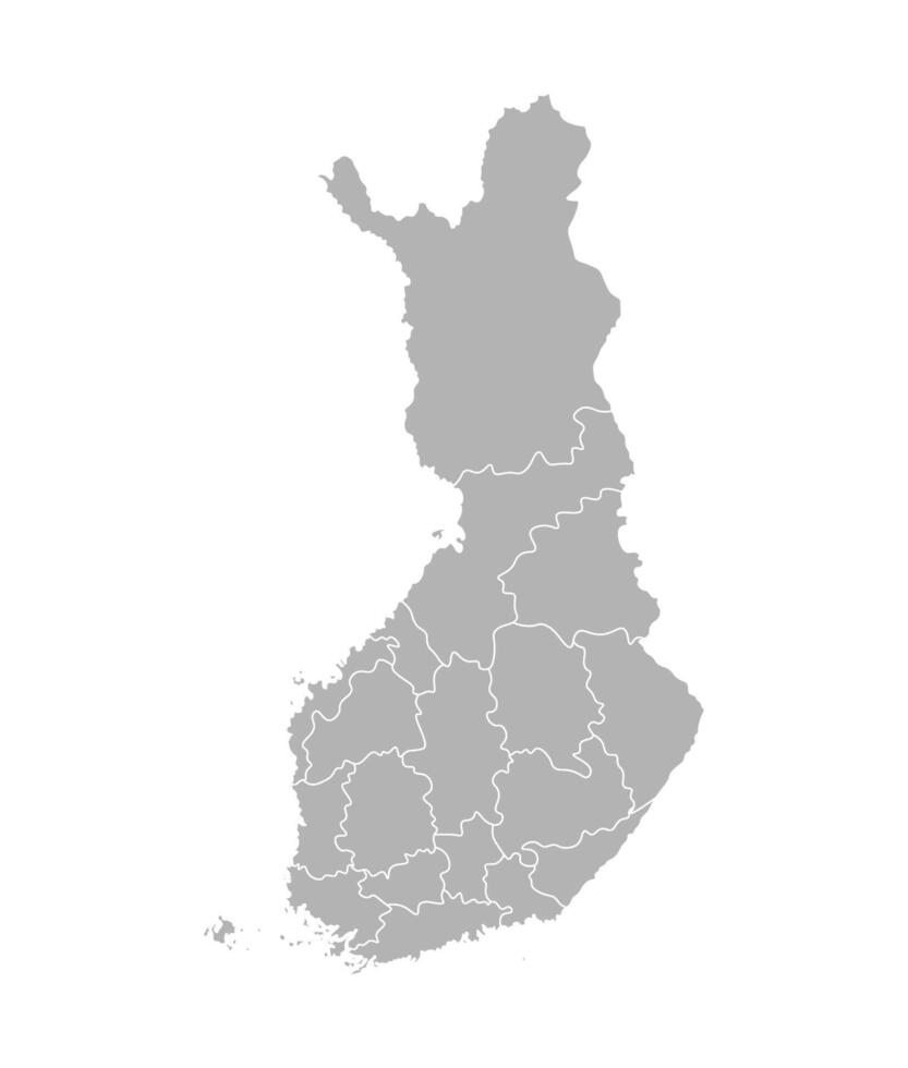 vector aislado simplificado mapa de Finlandia regiones. fronteras de administrativo divisiones gris silueta, blanco contorno y antecedentes