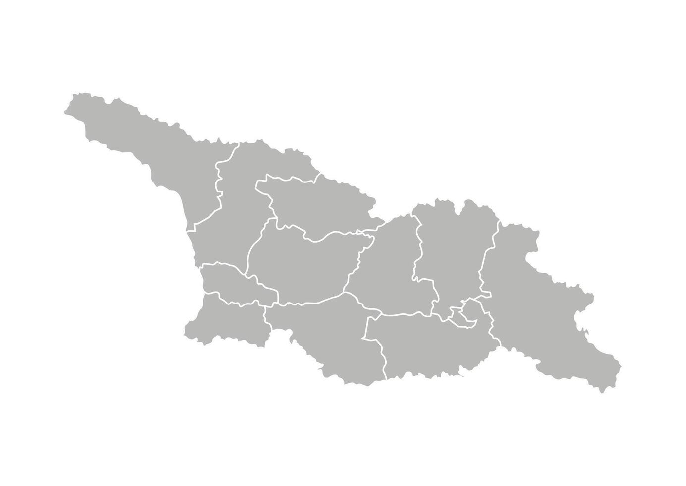 Vector isolated illustration of simplified administrative map of Georgia country. Borders of the provinces, regions. Grey silhouettes. White outline