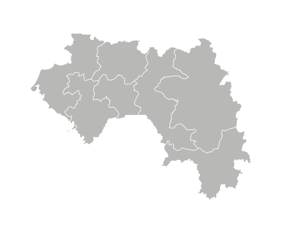vector aislado ilustración de simplificado administrativo mapa de Guinea. fronteras de el regiones. gris siluetas blanco describir.