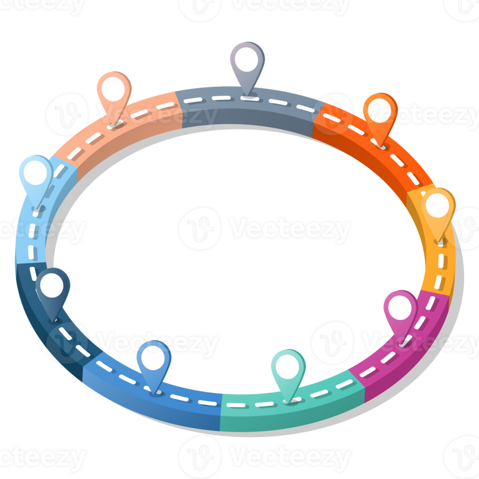3D Road way infographic circle of 9 steps and business icons for finance process steps. png