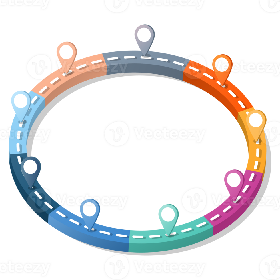 3d estrada caminho infográfico círculo do 9 passos e o negócio ícones para finança processo passos. png