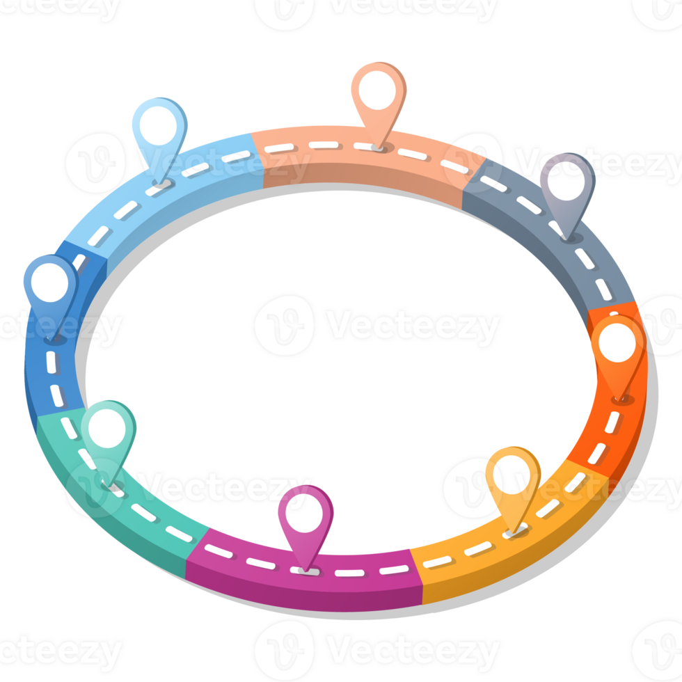 3D Road way infographic circle of 8 steps and business icons for finance process steps. png