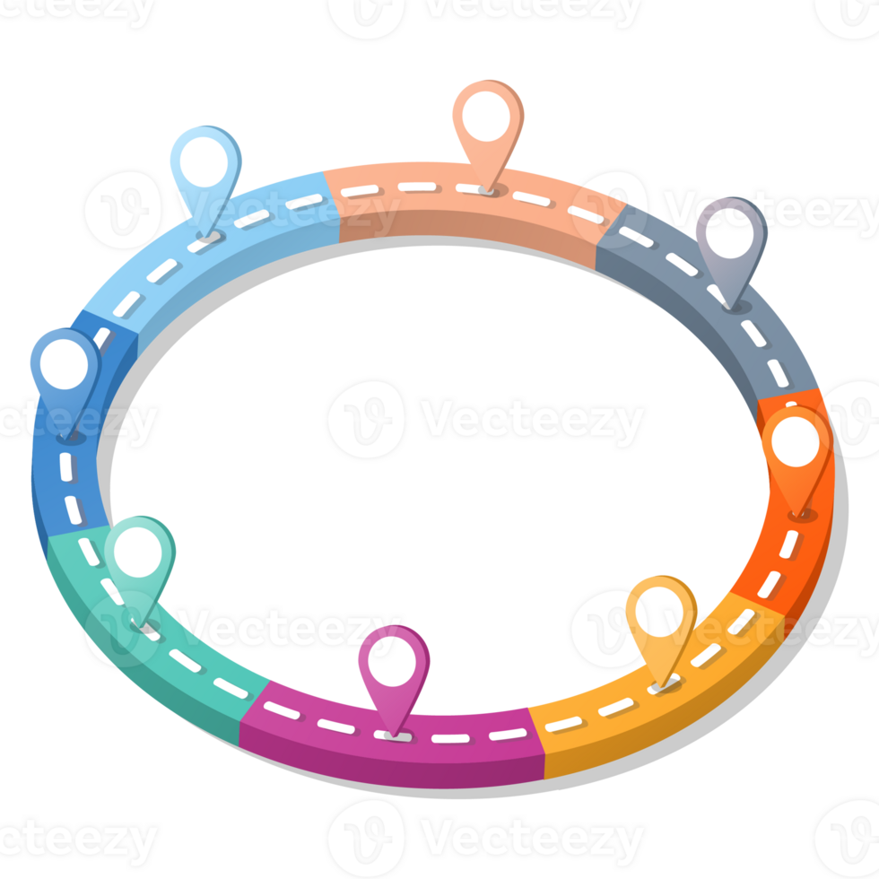 3d estrada caminho infográfico círculo do 8 passos e o negócio ícones para finança processo passos. png