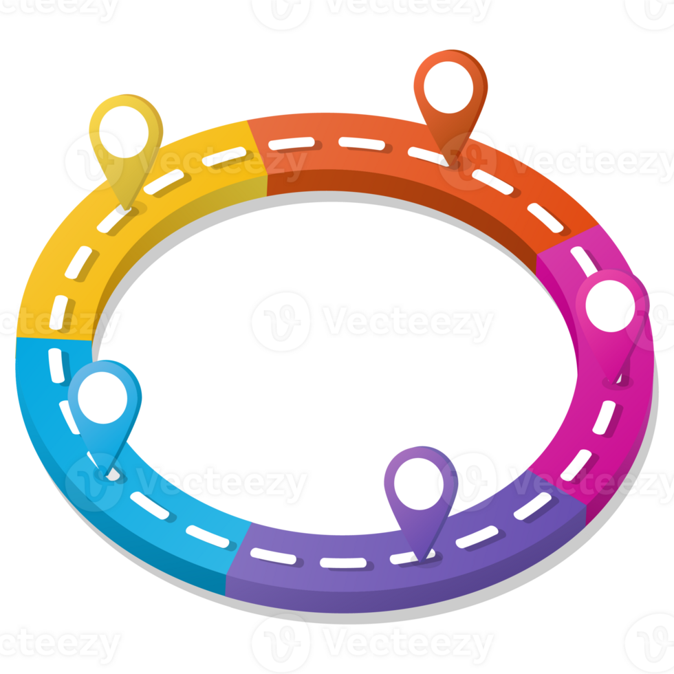 3D Road way infographic circle of 5 steps and business icons for finance process steps. png