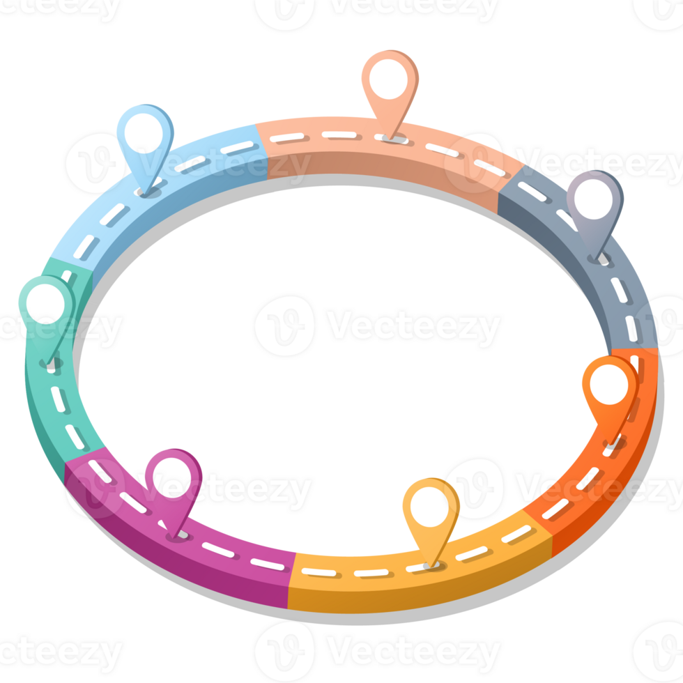 3D Road way infographic circle of 7 steps and business icons for finance process steps. png