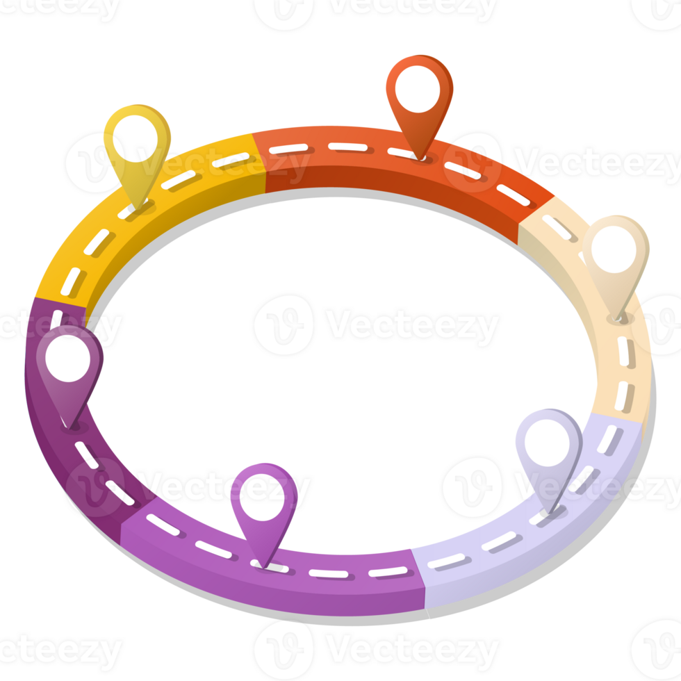 3D Road way infographic circle of 6 steps and business icons for finance process steps. png