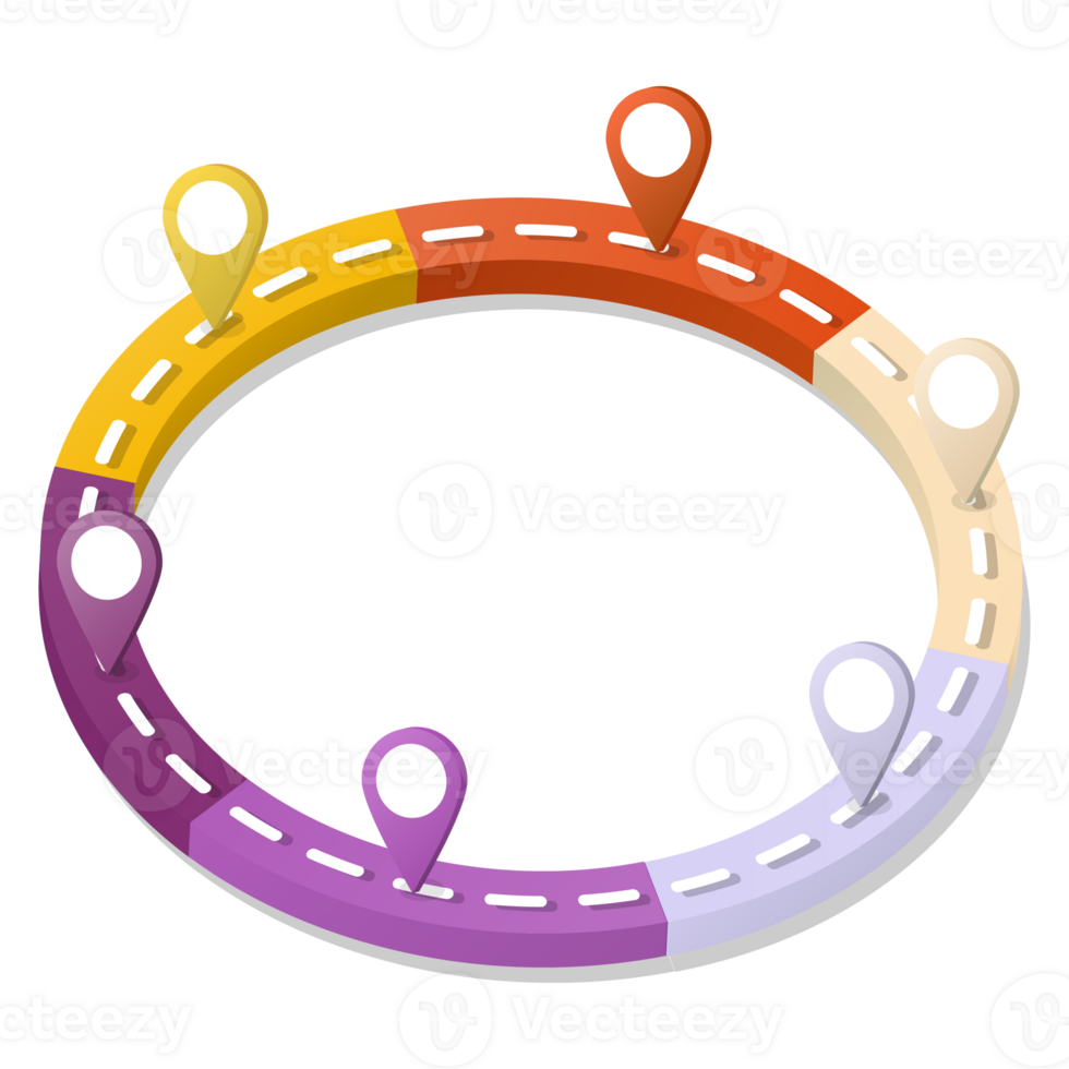 3d estrada caminho infográfico círculo do 6 passos e o negócio ícones para finança processo passos. png