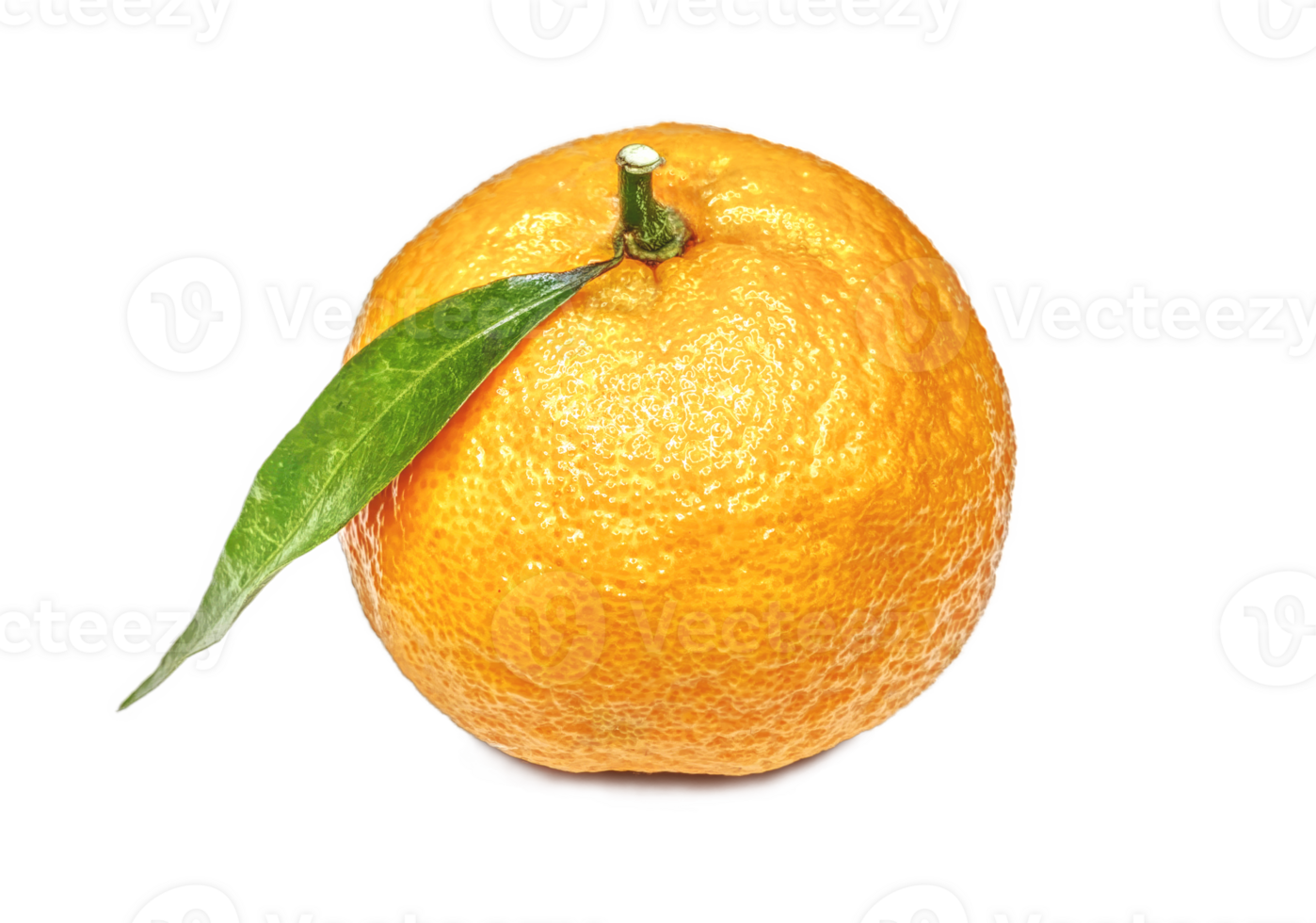 fresh mandarin with a leaf no background png