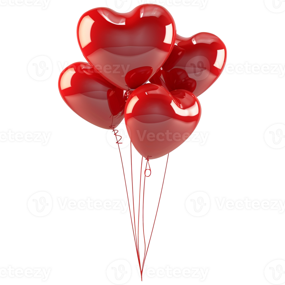AI generated Heart shaped balloon, 3d design. Perfect for Valentine, advertising and design elements png