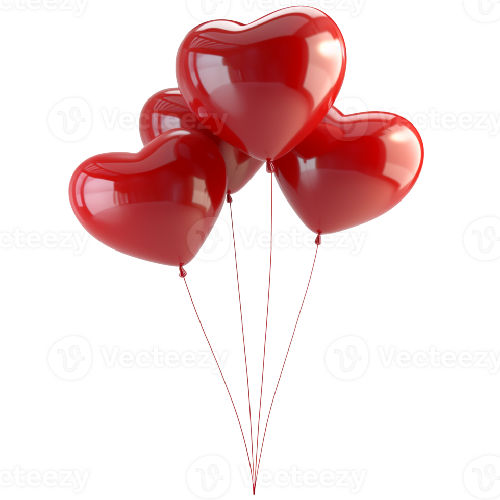 AI generated Heart shaped balloon, 3d design. Perfect for Valentine, advertising and design elements png