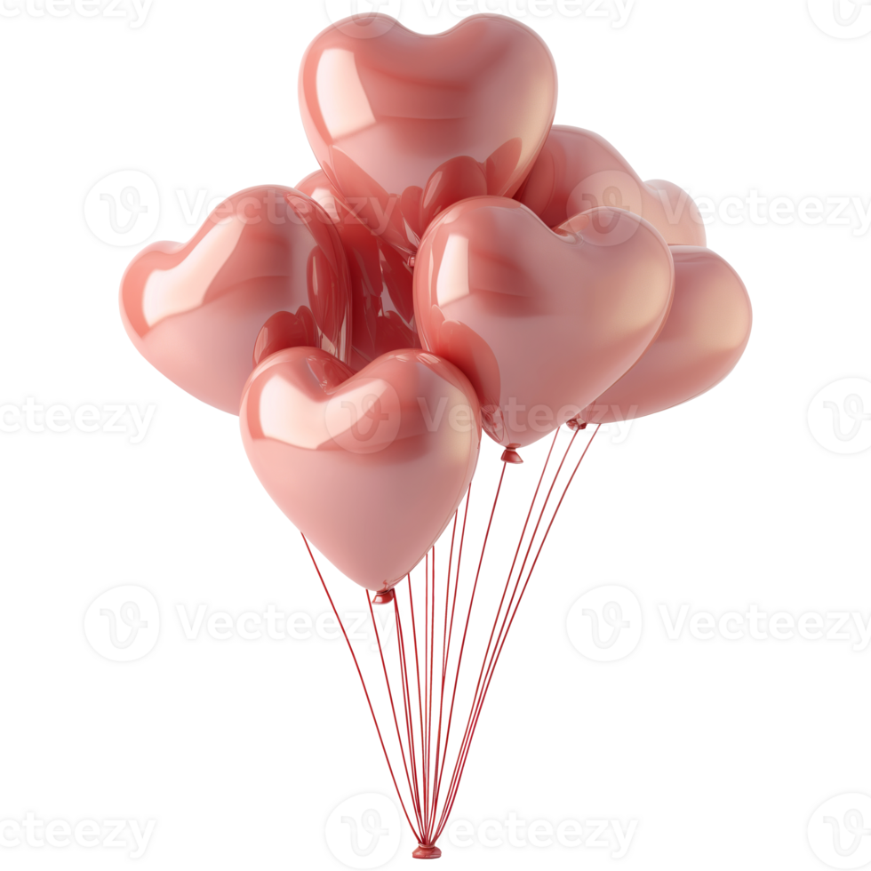 AI generated Heart shaped balloon, 3d design. Perfect for Valentine, advertising and design elements png