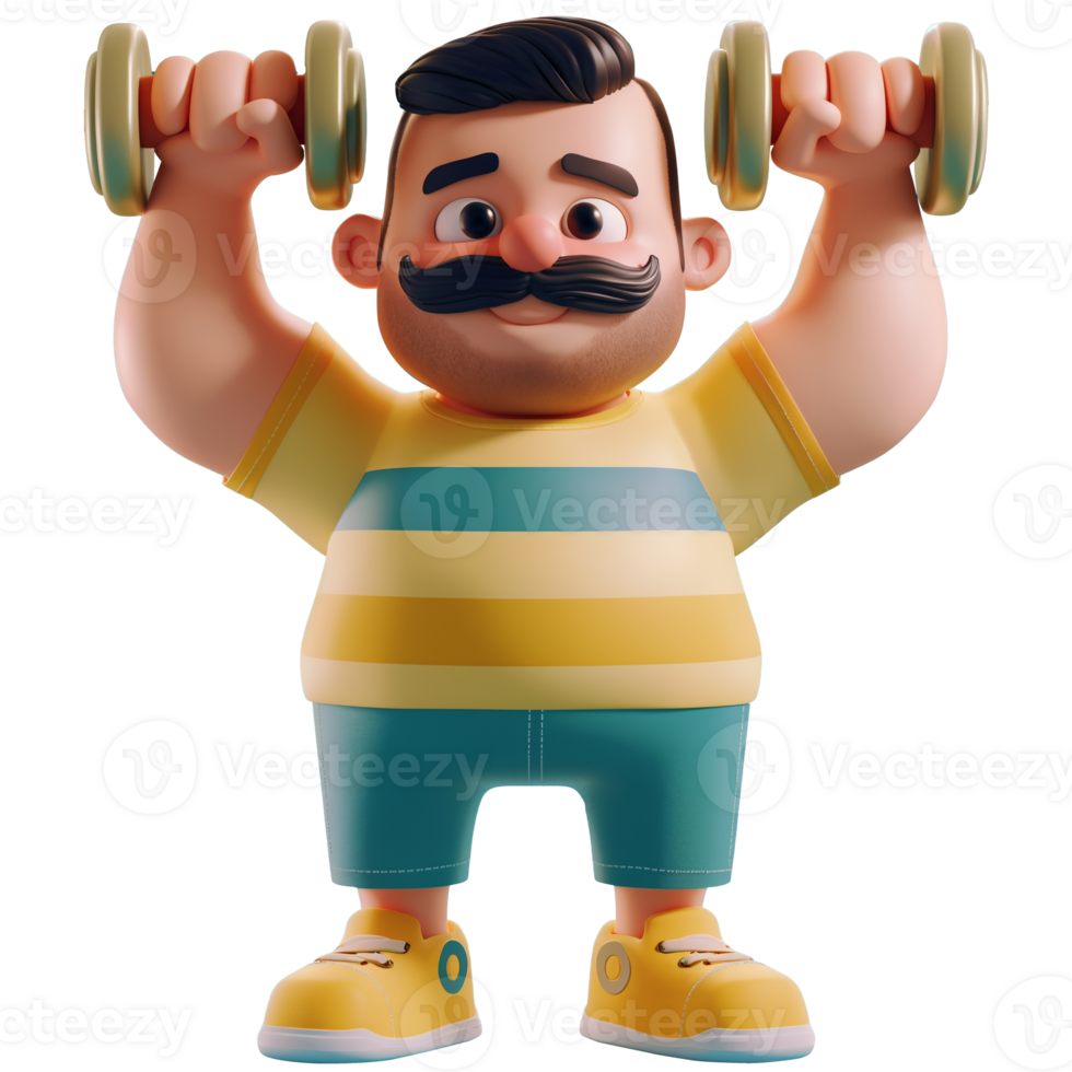 AI generated Muscular male weightlifter, cute 3d design. Perfect for sports, advertising and design elements png