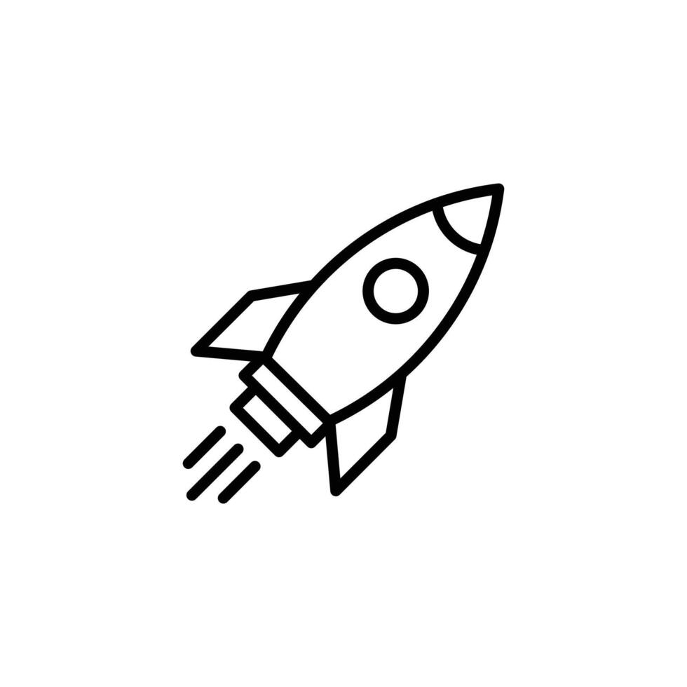 black Rocket line icon vector. Simple outline rocket sign isolated on white background vector