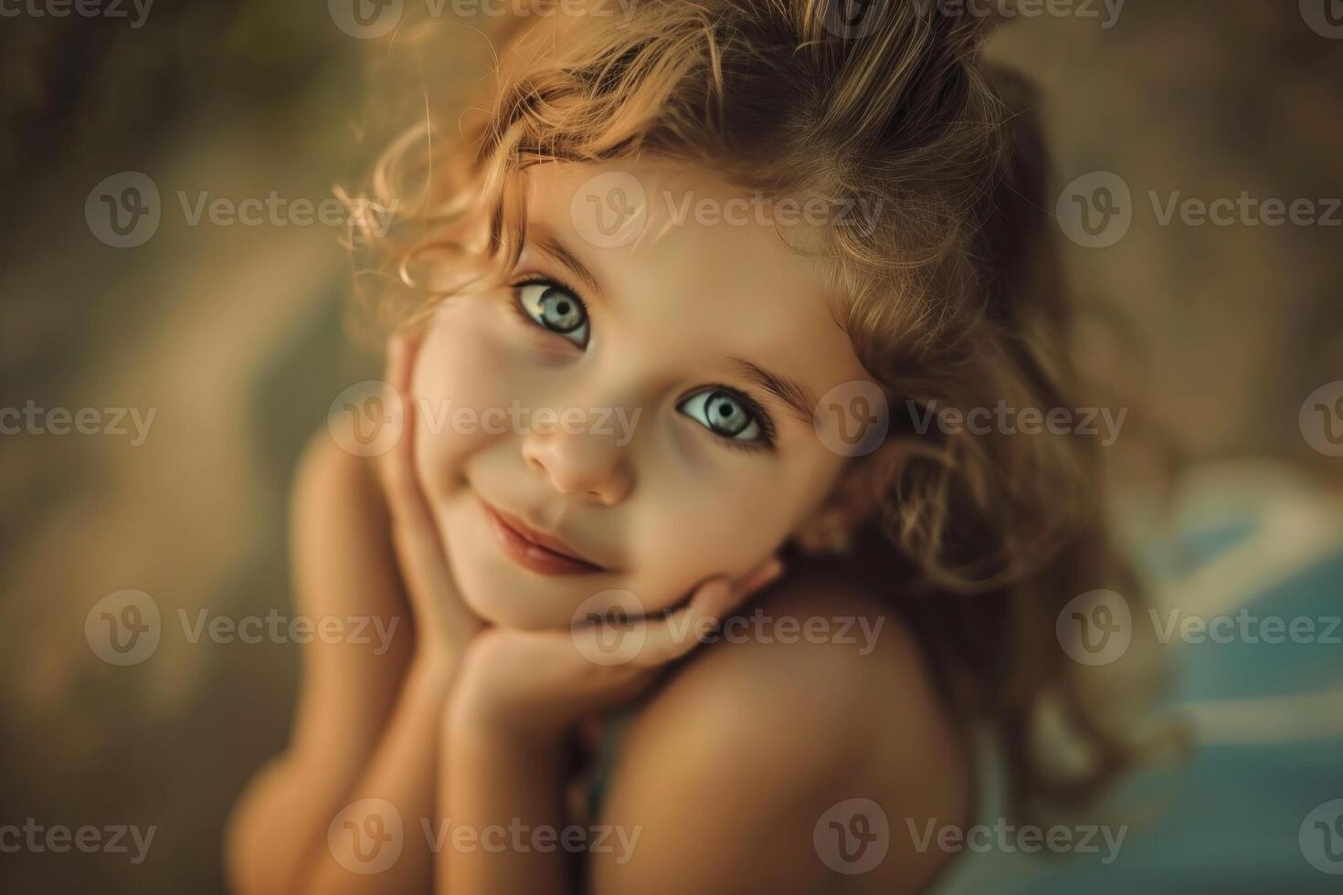 AI generated A close-up portrait of a little girl .She is a pretty, sweet, attractive, curious, creative, cheerful girl photo