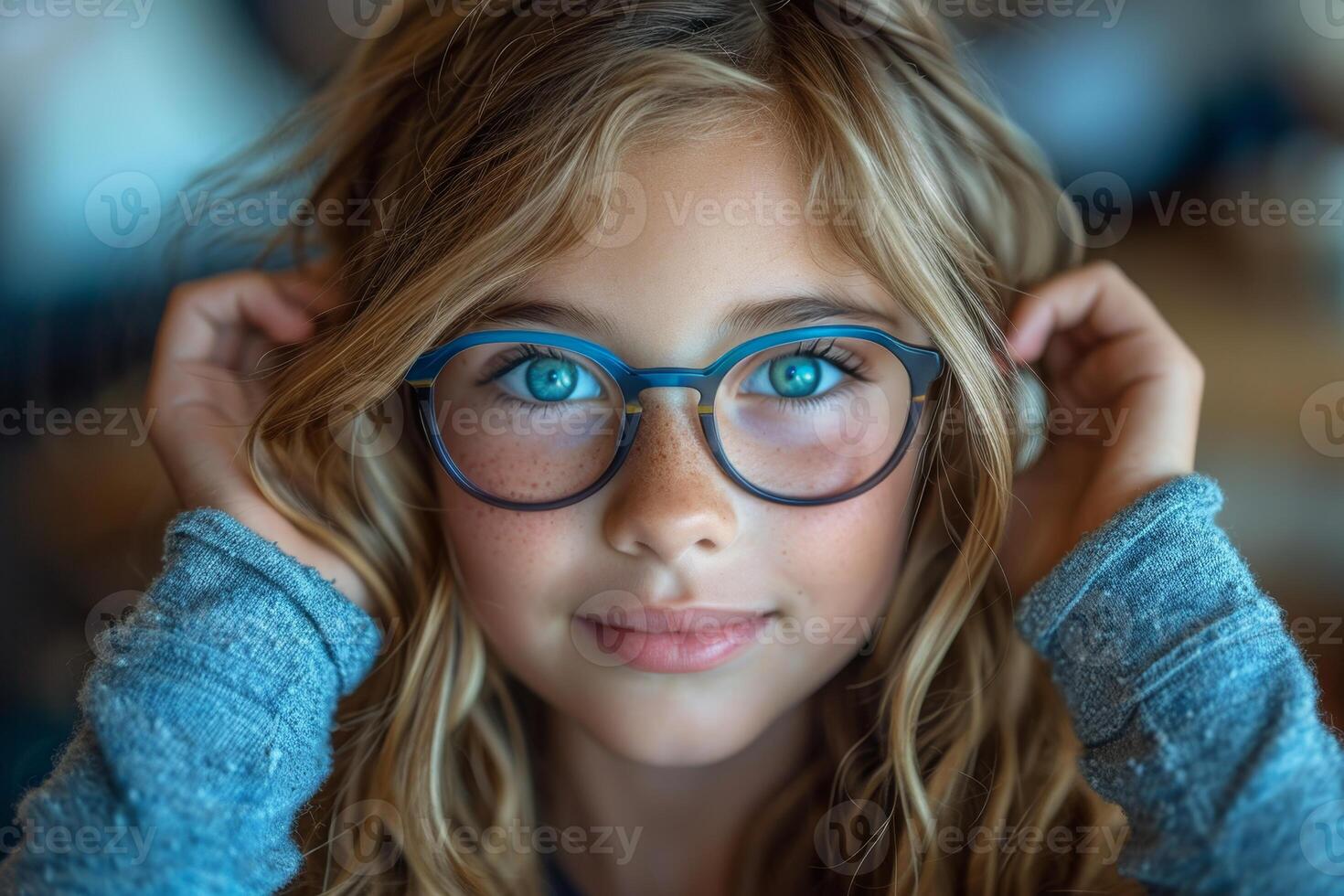 AI generated A close-up portrait of a little girl .She is a pretty, sweet, attractive, curious, creative, cheerful girl photo