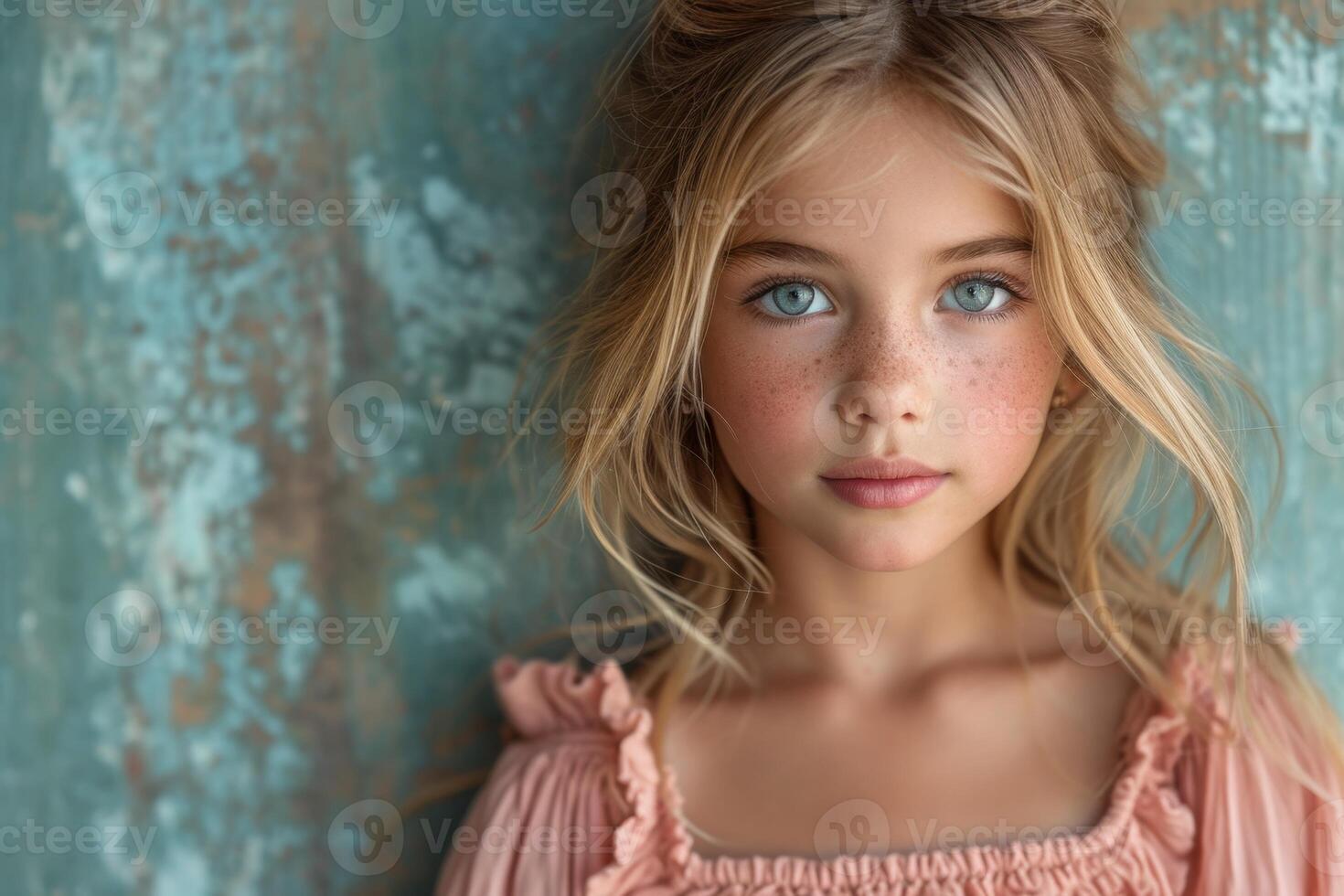 AI generated A close-up portrait of a little girl .She is a pretty, sweet, attractive, curious, creative, cheerful girl photo