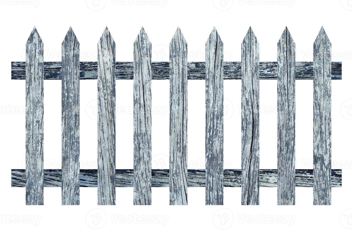 Decayed Wooden Fence Isolated on White Background, Suitable for Presentation, Backdrop and Web Templates. photo