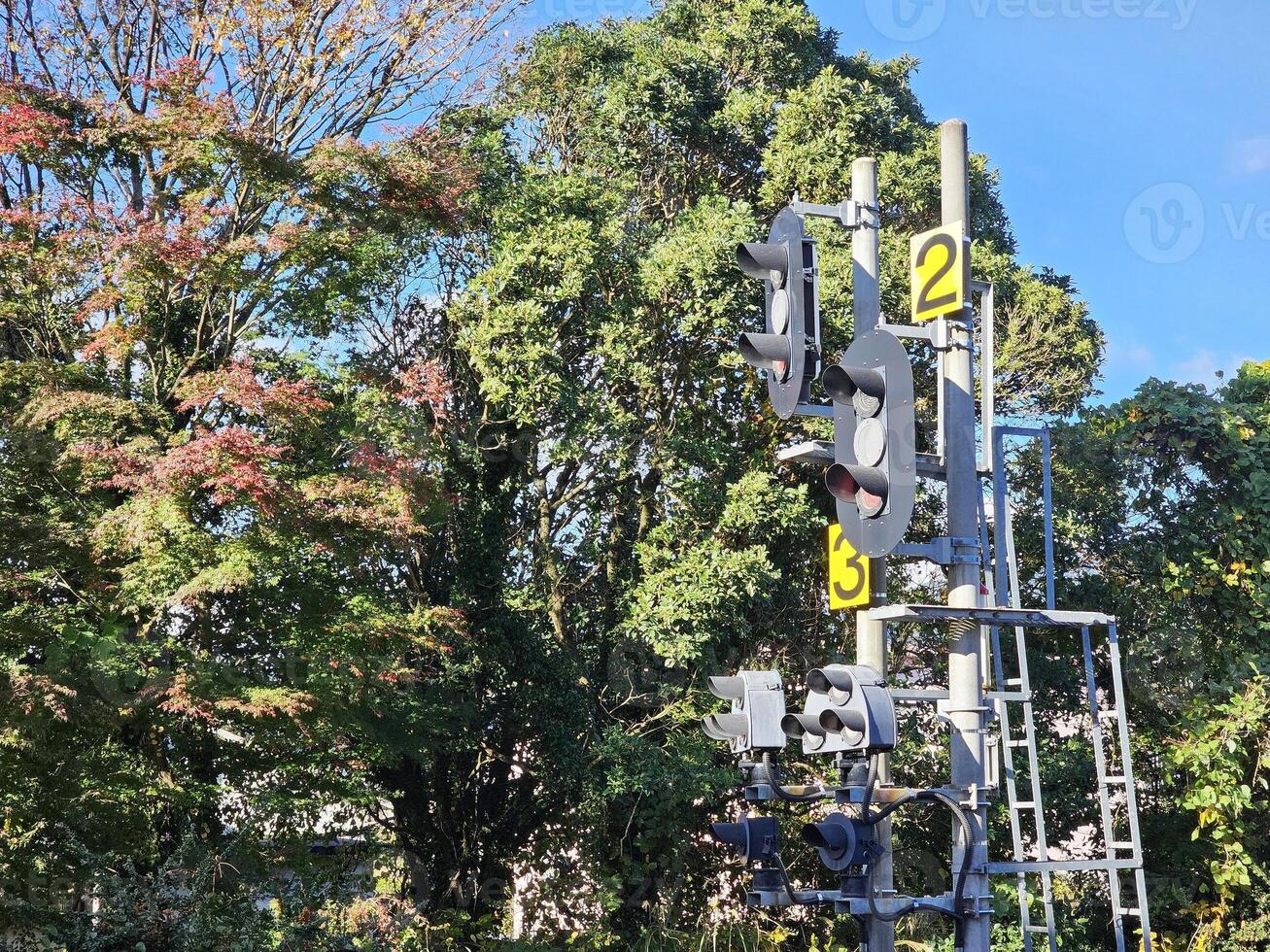 ferrocarril señal polo en Japón. foto