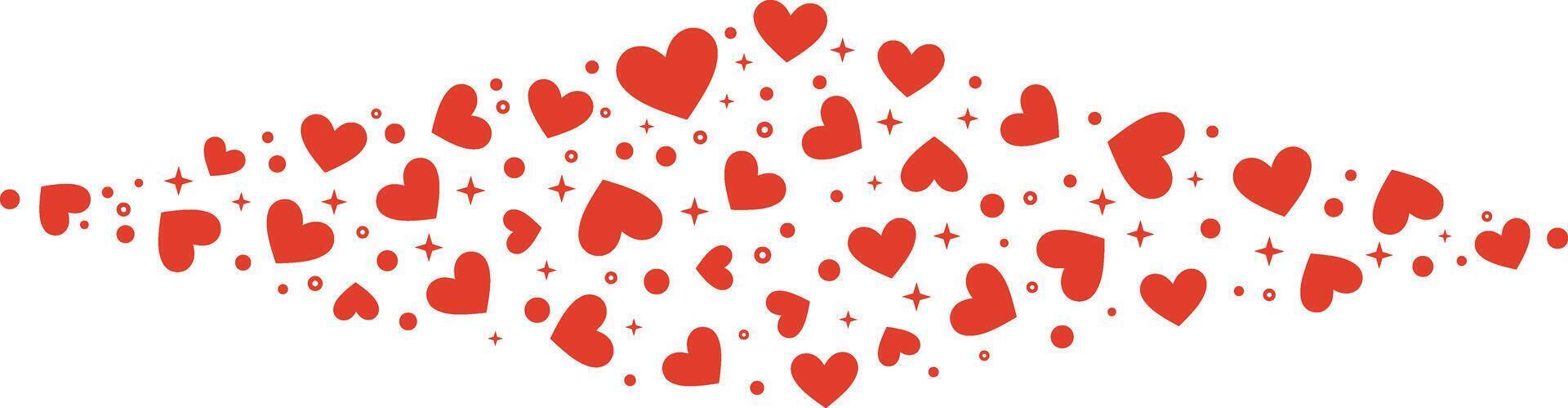 enamorado día rojo corazón bandera plano acortar Arte decorativo ilustración con estrellas, linda saludo concepto diseño elemento vector