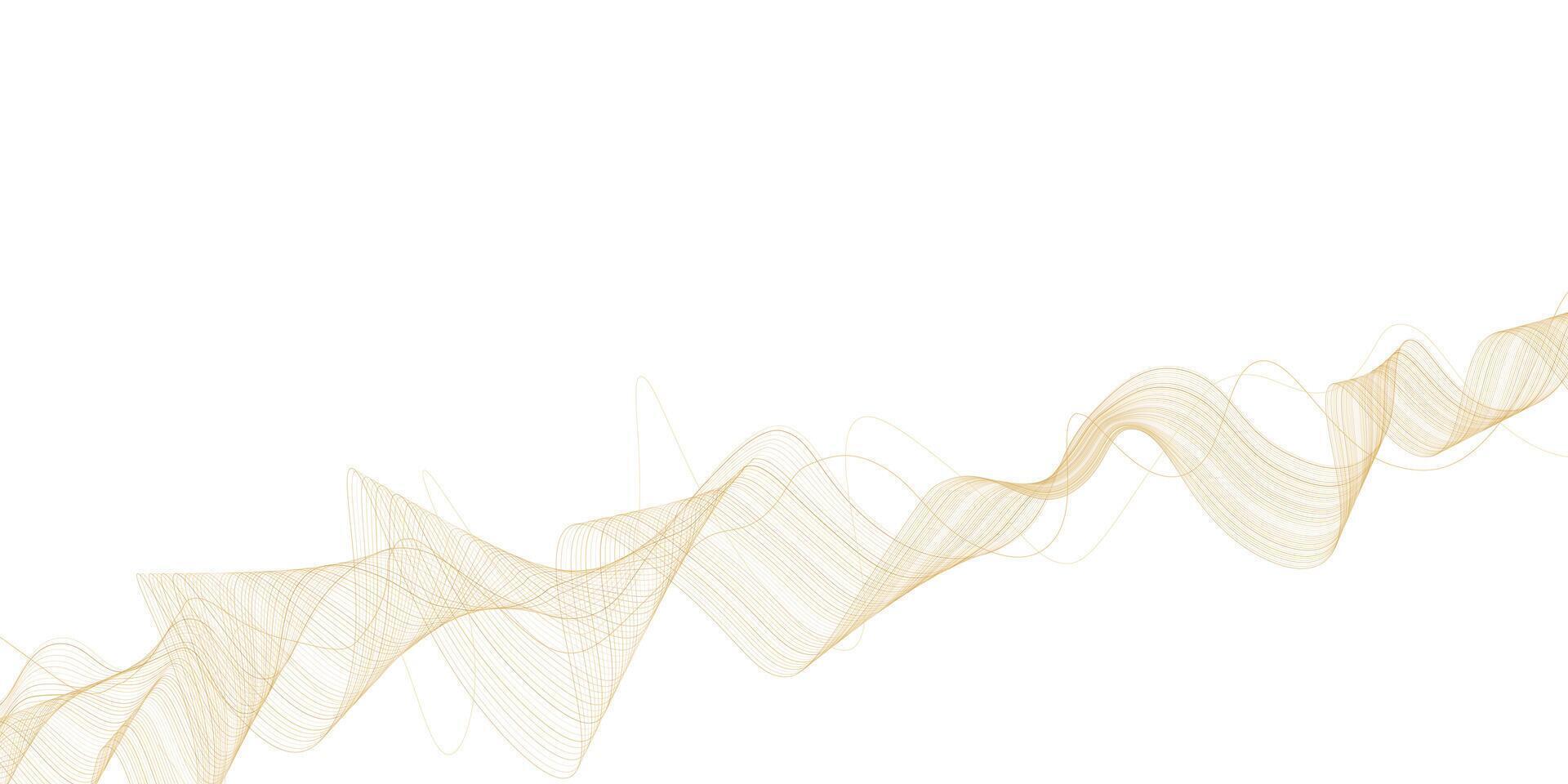 oro ola resumen elegante fondo, lujoso blanco fondo de pantalla con dorado acortar Arte borde, decorativo vector