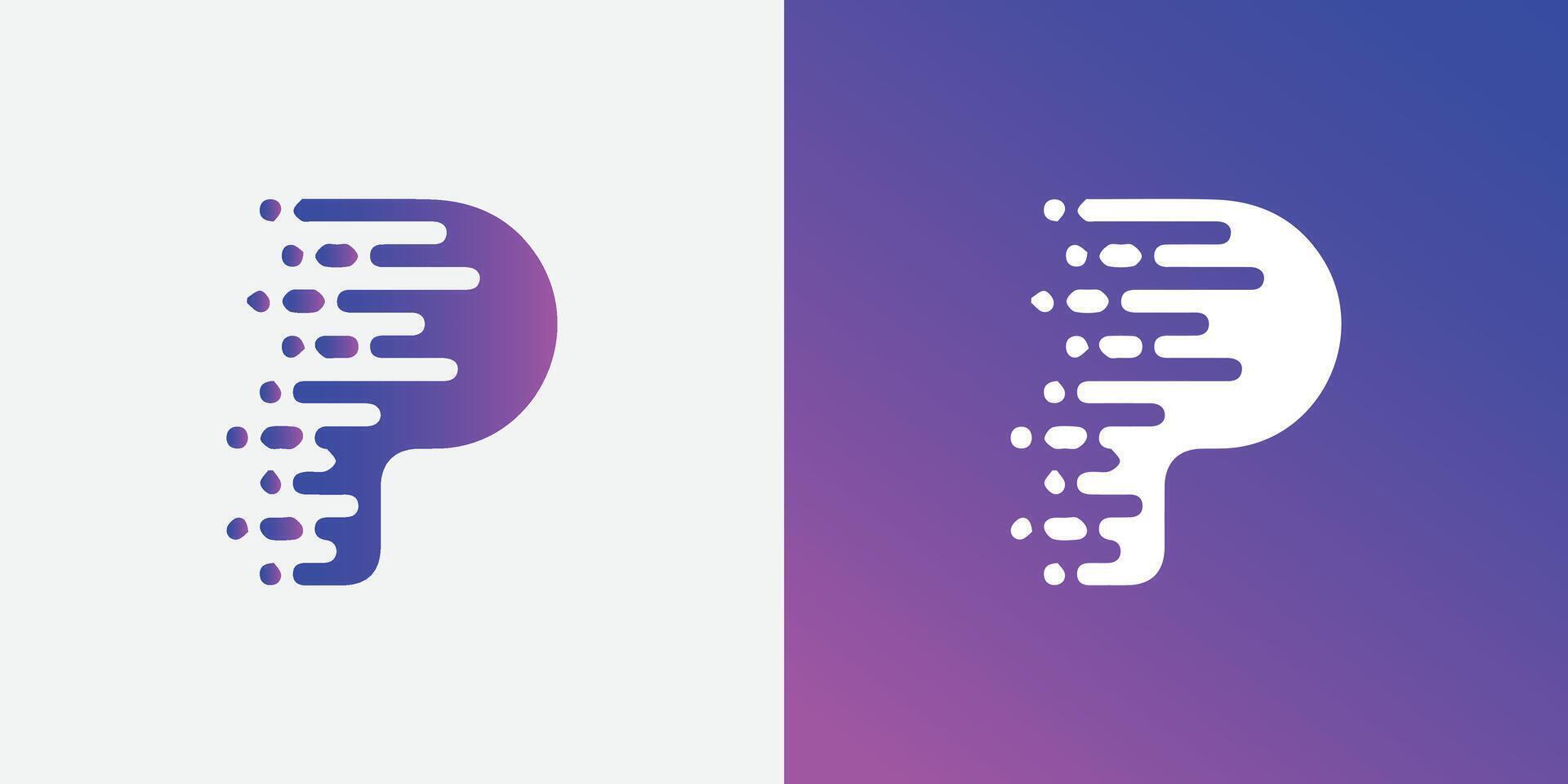 P Initial Letter Logo Design with Digital Pixels vector