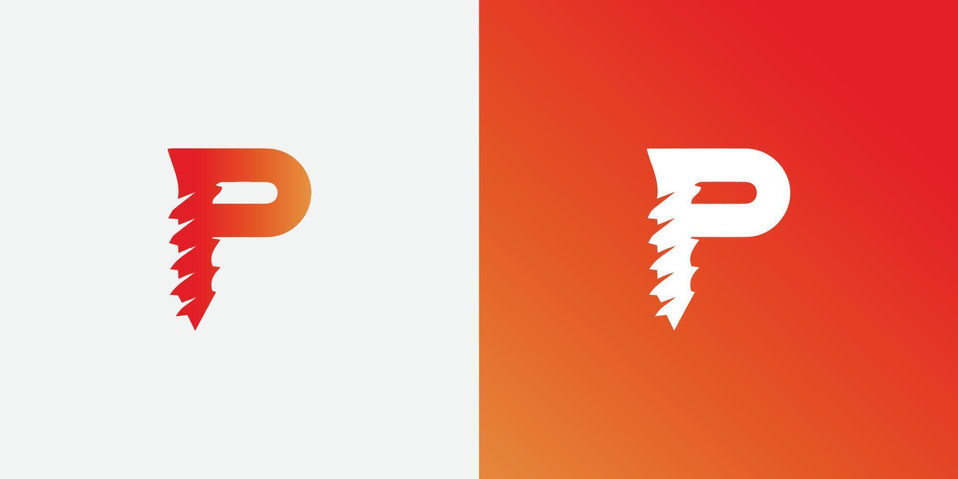 vector p letter screw logo design