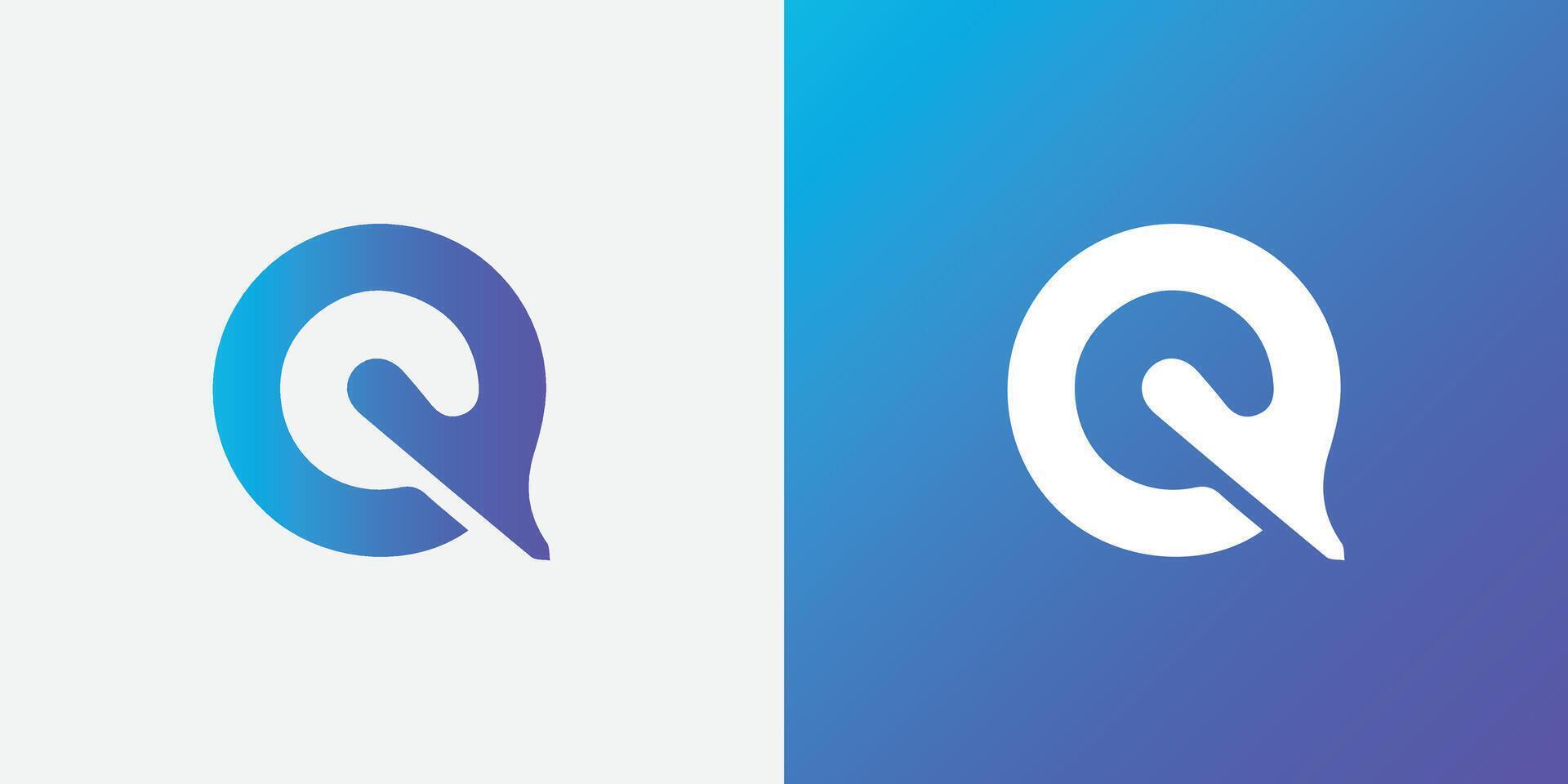 vector Q letter logo design with blue gradient