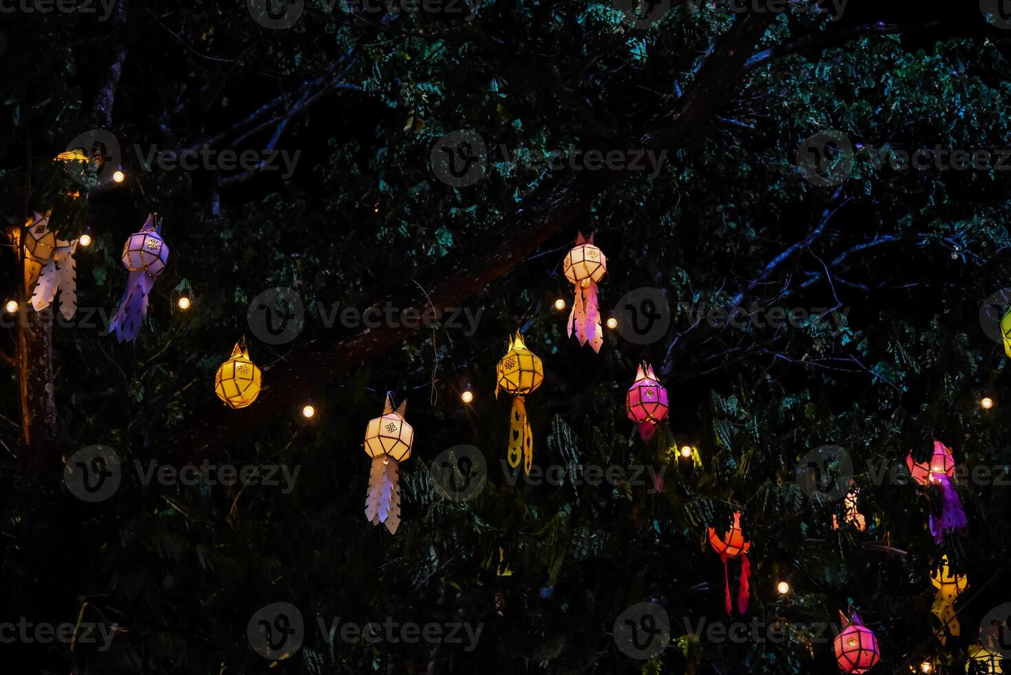 Lanterns for both Thai and Chinese happiness festivals photo