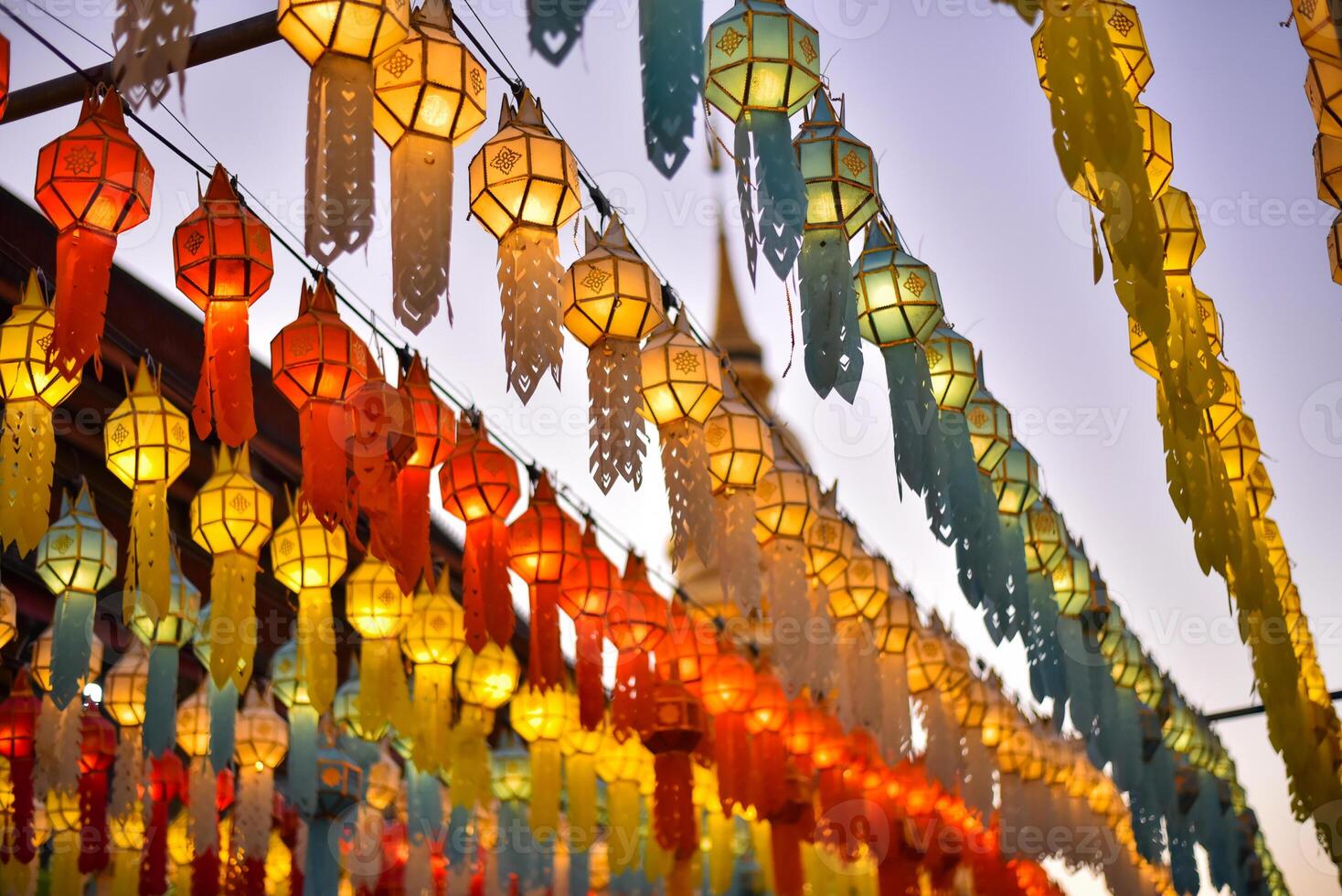 Lanterns for both Thai and Chinese happiness festivals photo