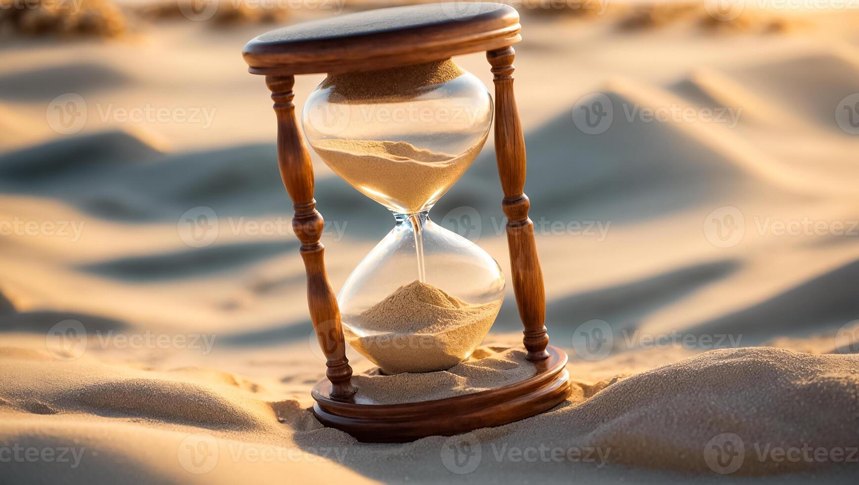 AI generated Beautiful antique sandglass in the desert photo