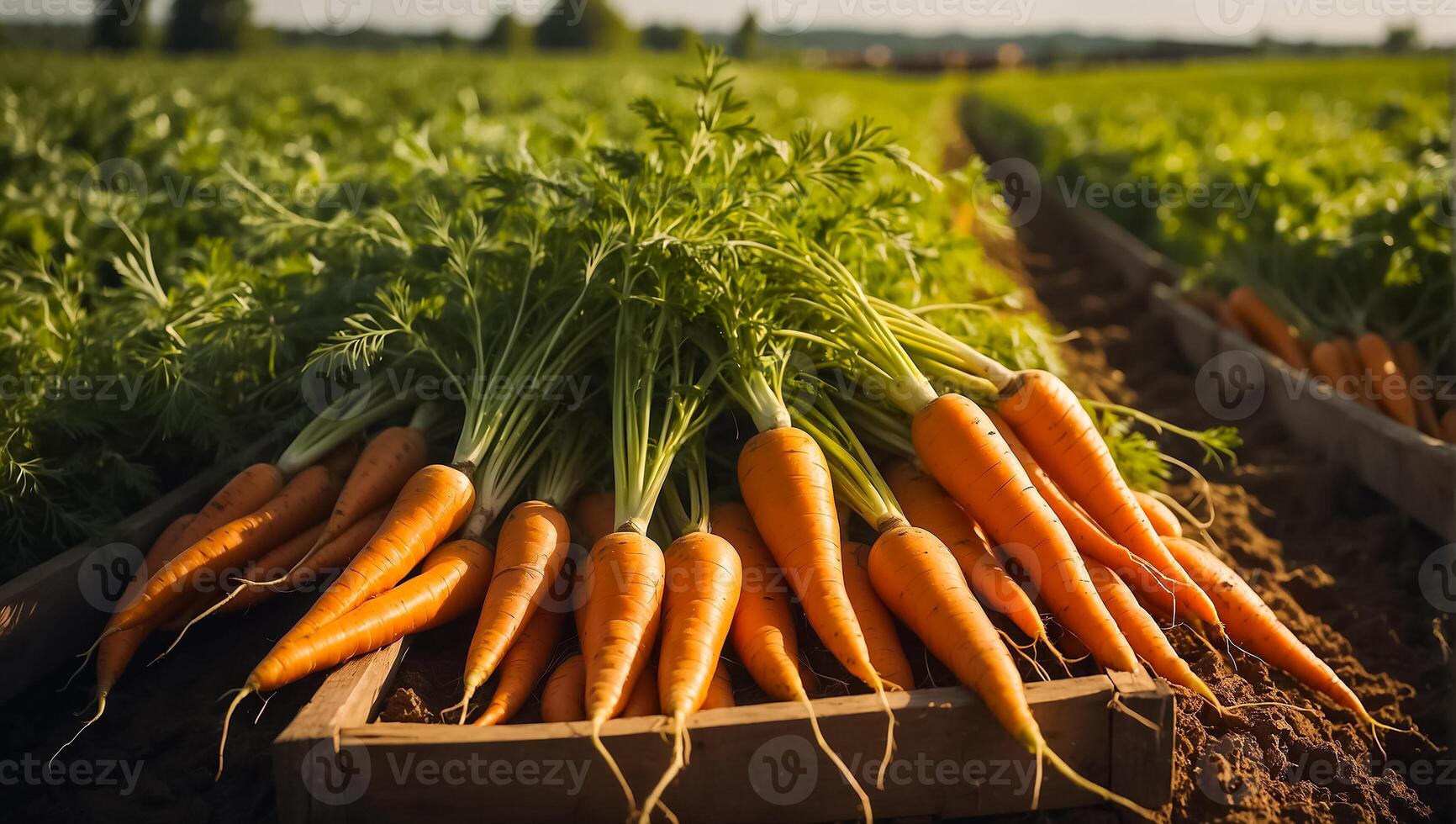 AI generated Fresh ripe carrots at the farm photo