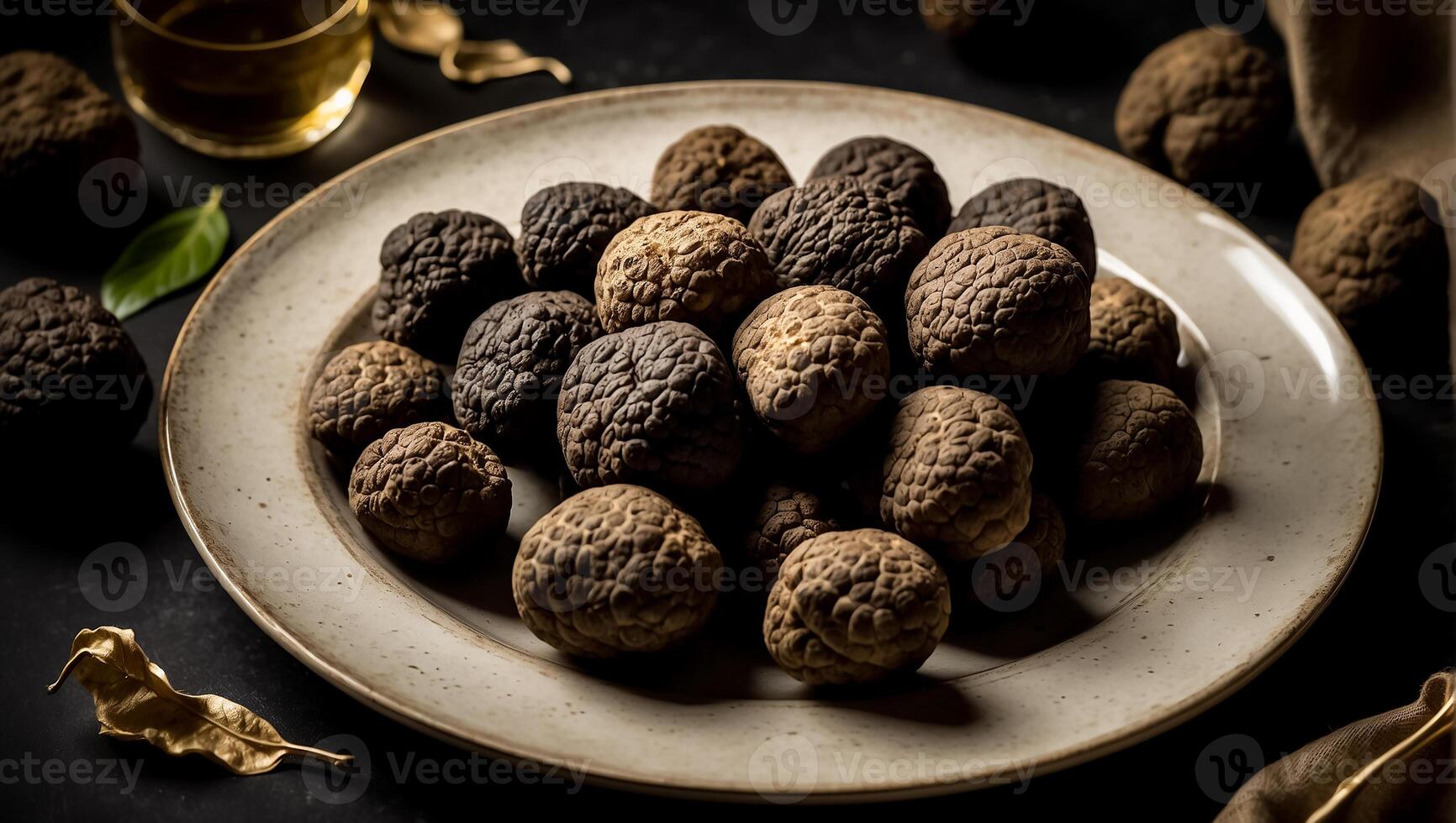 AI generated Truffles on a plate photo