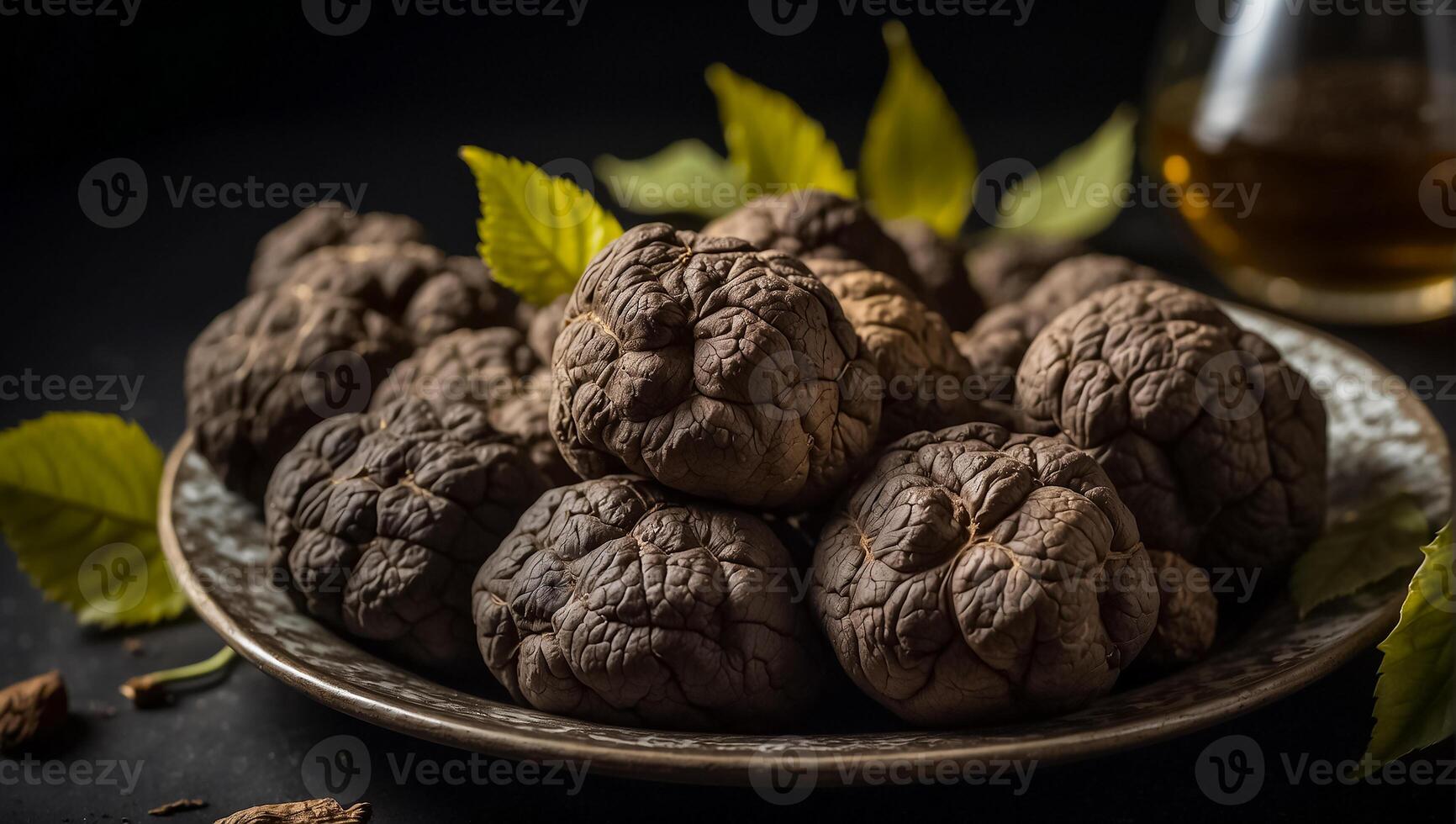 AI generated Truffles on a plate photo